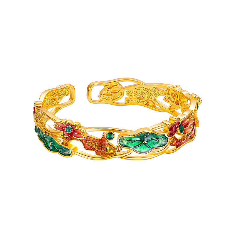 Pulsera Esmaltada de Loto y Koi