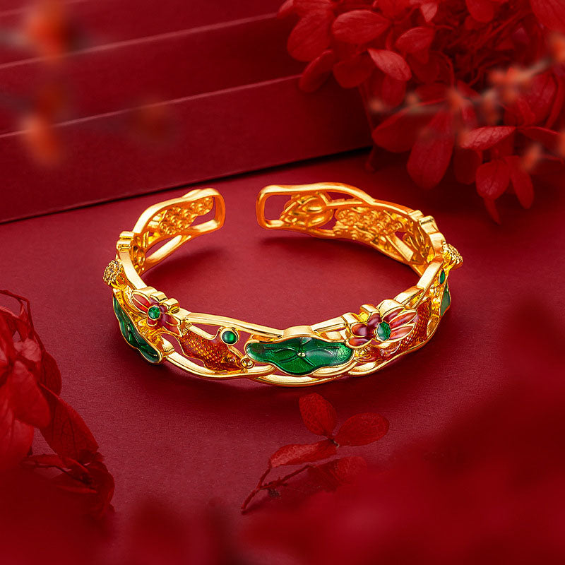 Pulsera Esmaltada de Loto y Koi