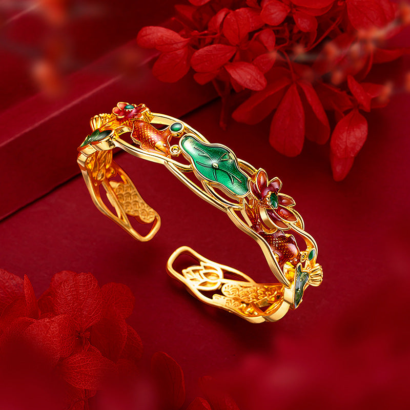 Pulsera Esmaltada de Loto y Koi