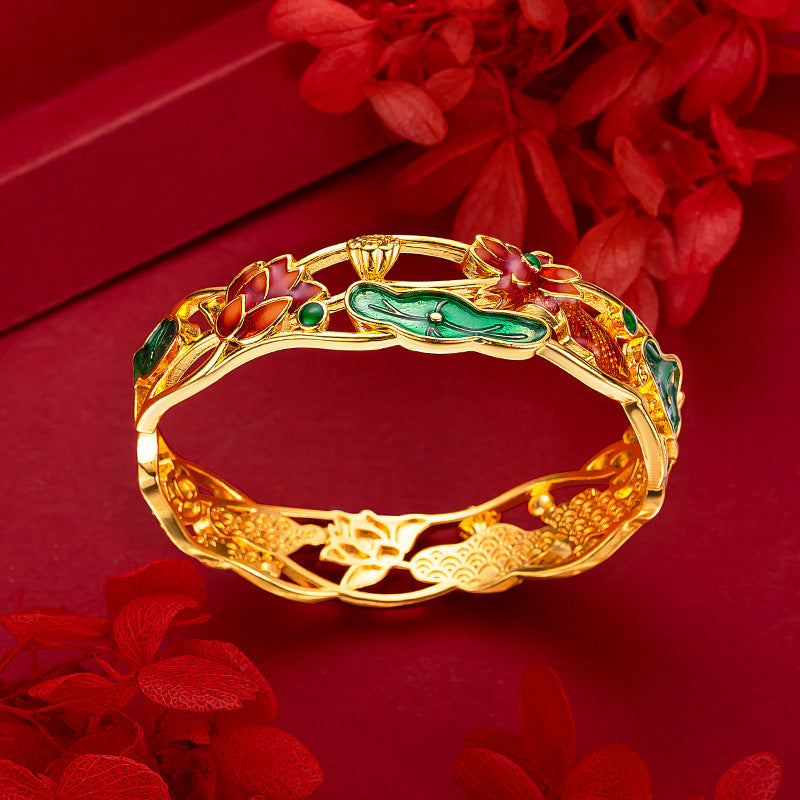 Pulsera Esmaltada de Loto y Koi