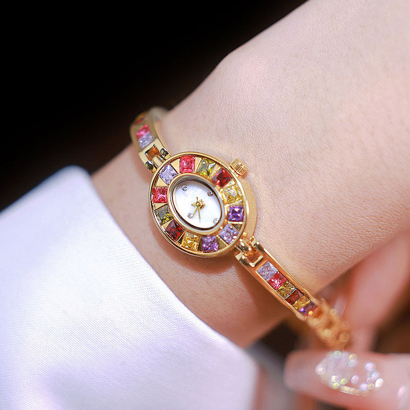 Pulsera de cristal natural con degradado arcoíris