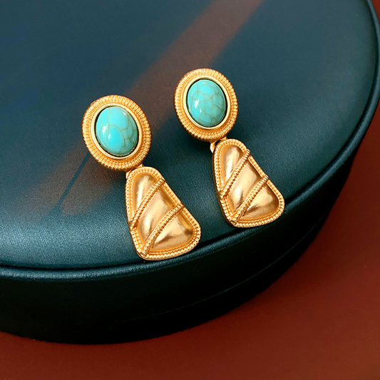 Natural turquoise triangle earrings bracelet necklace
