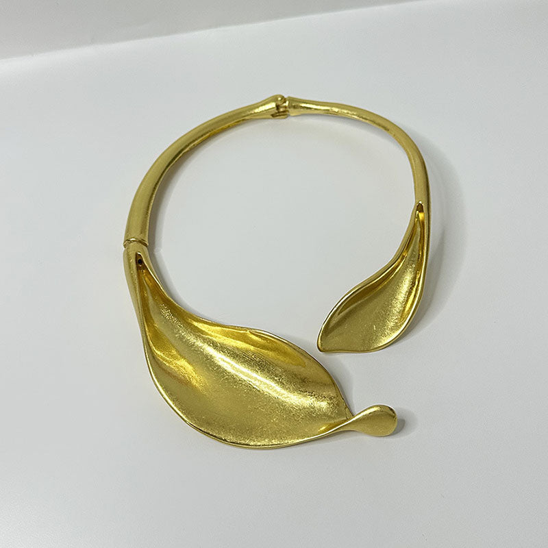 Gold Leaf Flower Collar Bracelet