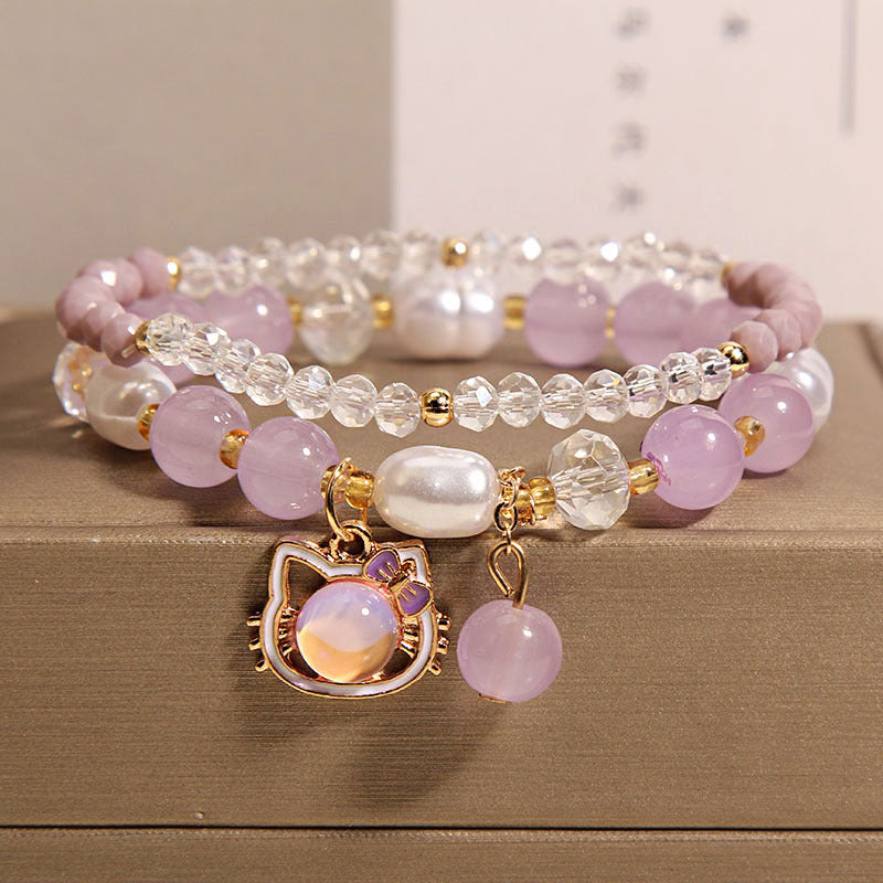 Cute cat natural crystal bracelet