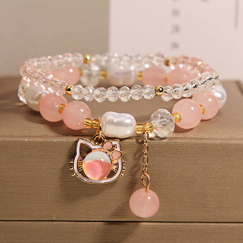 Cute cat natural crystal bracelet