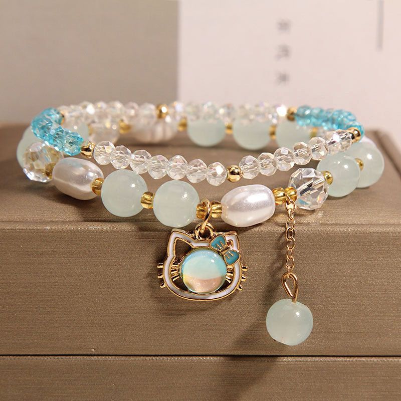 Cute cat natural crystal bracelet