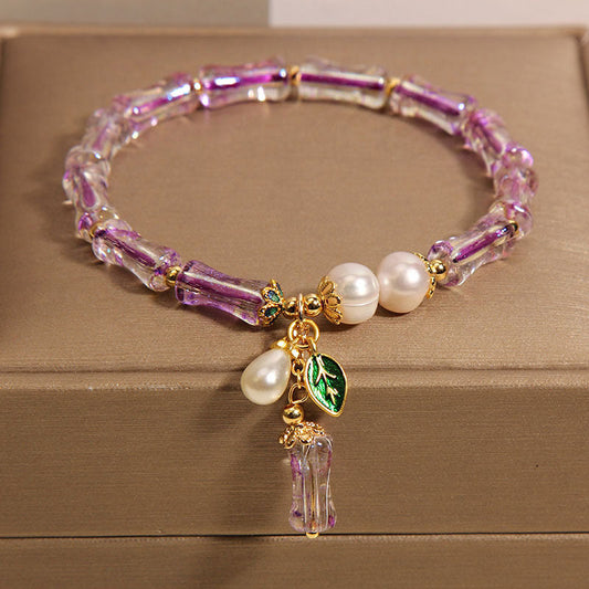 Natural amethyst bamboo bracelet