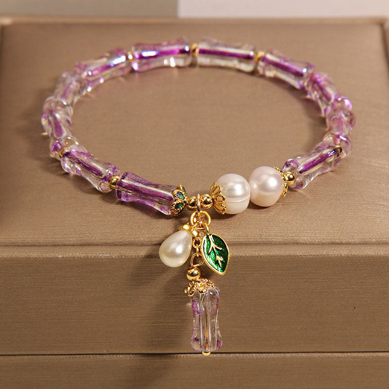 Pulsera de bambú y amatista natural