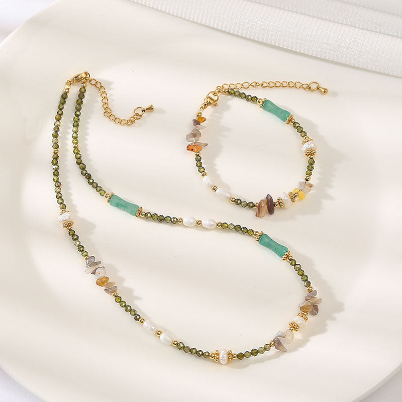 Baroque Pearl Natural Agate Bracelet Necklace