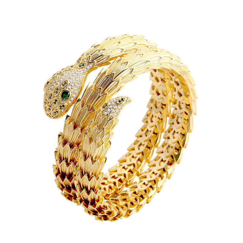 Pulsera de serpiente de doble círculo