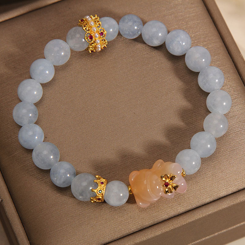 Crown bear natural agate bracelet
