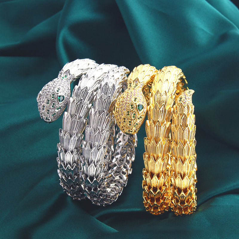Pulsera de serpiente de doble círculo