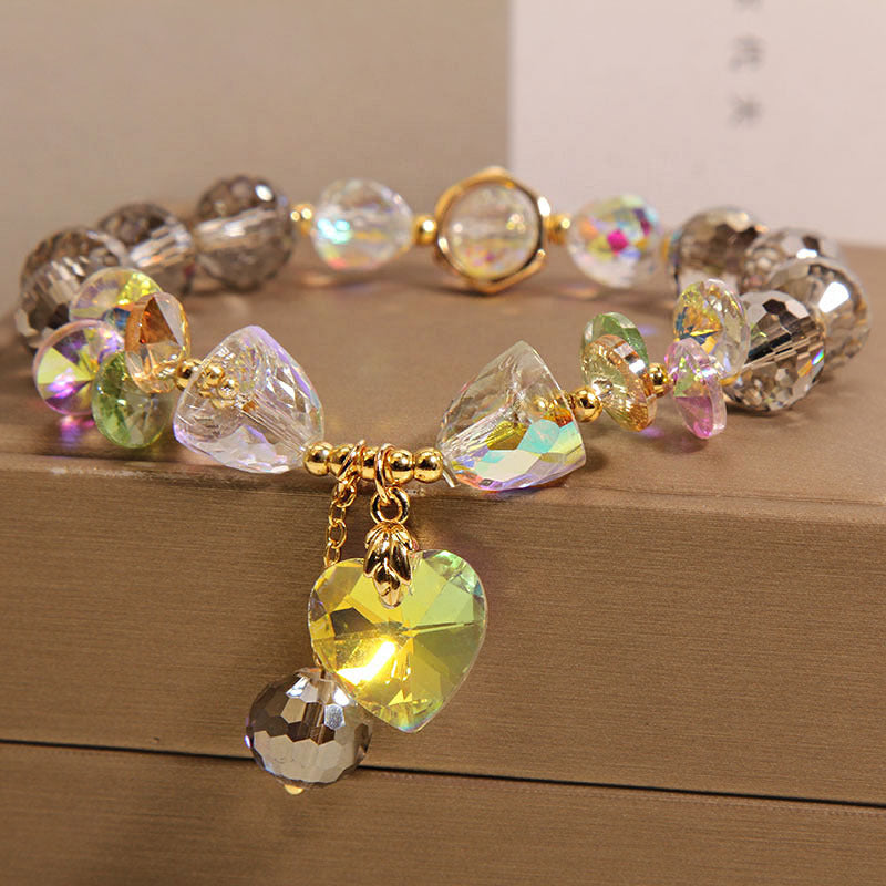Pulsera de cristal natural con colgante de corazón