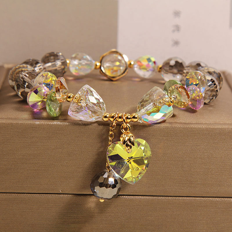 Pulsera de cristal natural con colgante de corazón