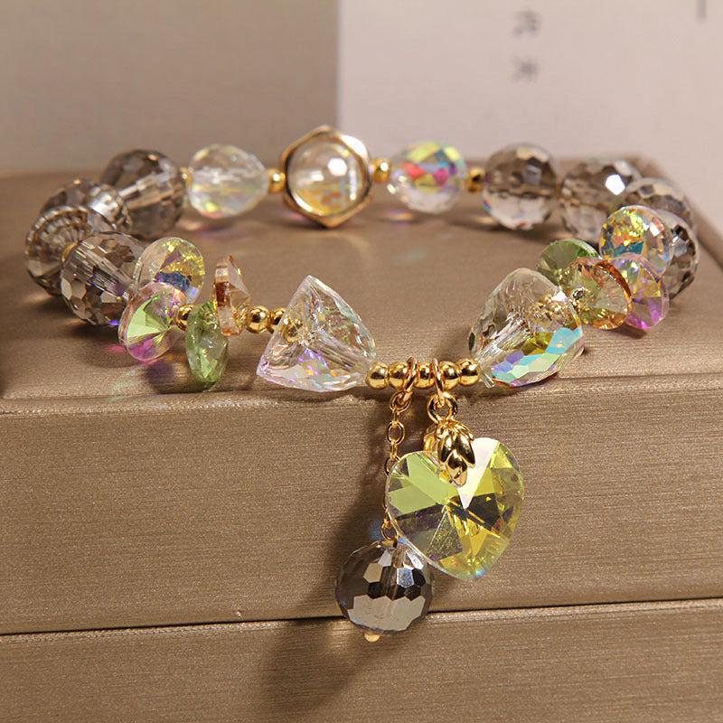 Pulsera de cristal natural con colgante de corazón