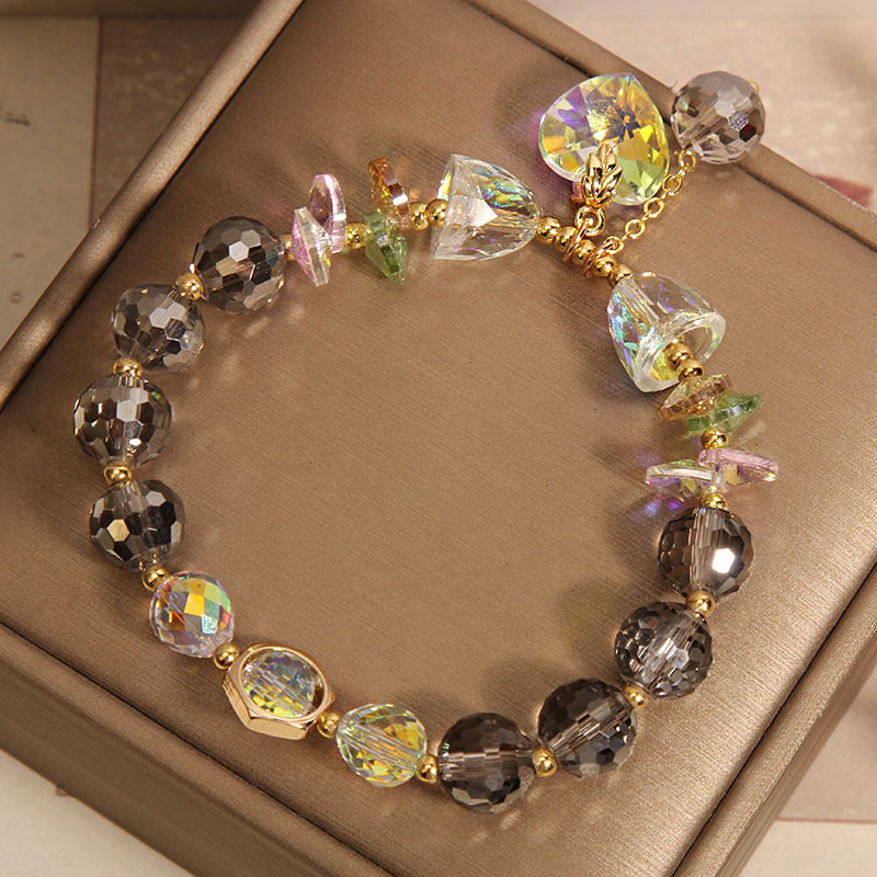 Pulsera de cristal natural con colgante de corazón