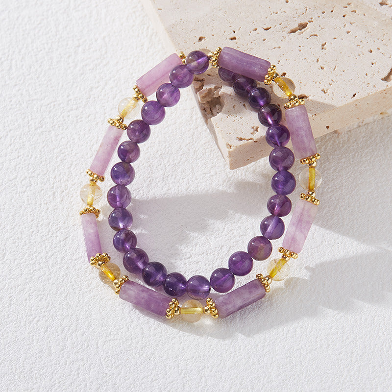 Pulsera de cristal natural de doble capa