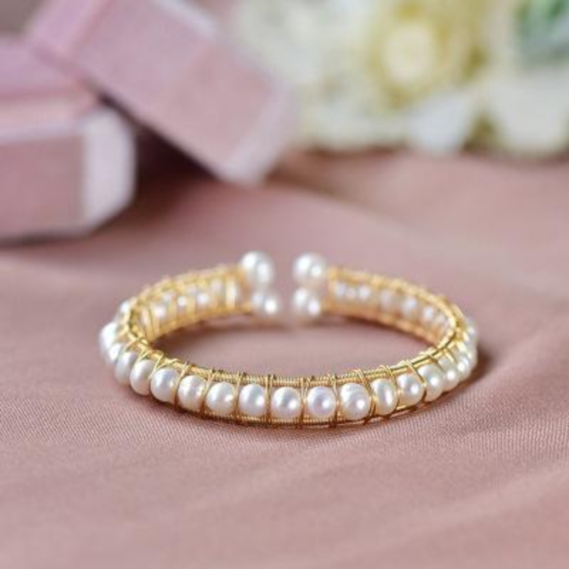 14K gold-covered pearl bracelet