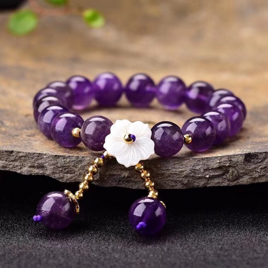 Shell Flower Amethyst Bracelet