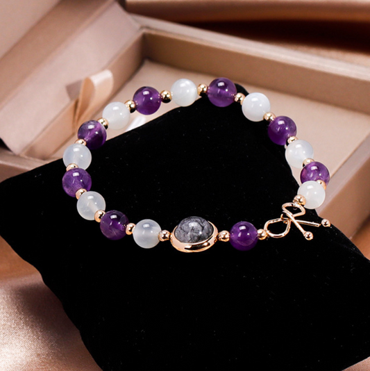 Black Crystal • Moonstone Amethyst Bracelet