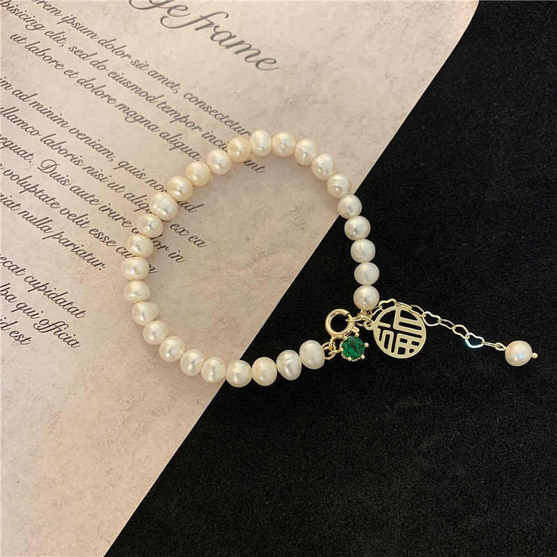 'Lucky Girl'  · Pearl Crystal Bracelet