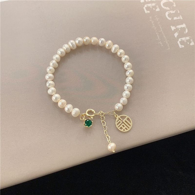 'Lucky Girl'  · Pearl Crystal Bracelet