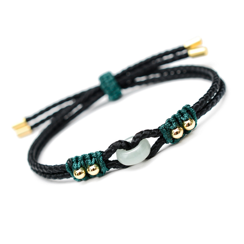 Pulsera de jade tejida con hebilla de la suerte
