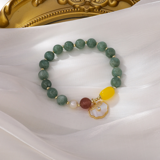 Shell • Agate Pumpkin Bead Bracelet