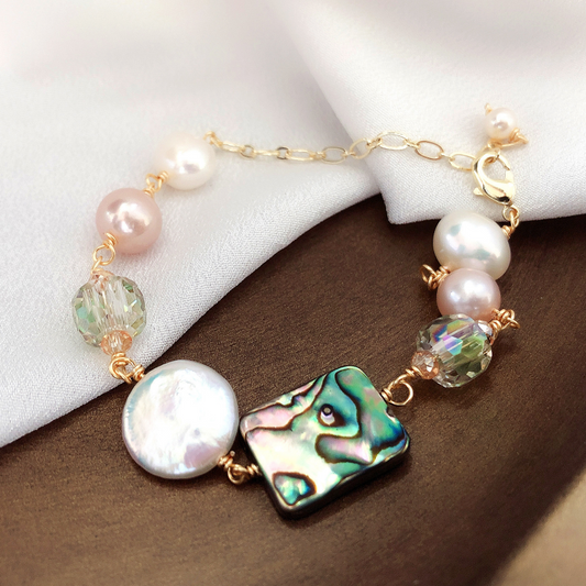 Abnormal pearl abalone shell bracelet