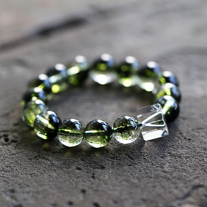 Pulsera de ágata fantasma verde