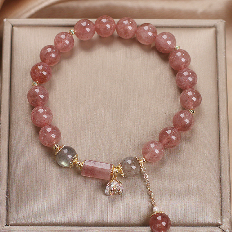Flores • Pulsera de cristal de fresa