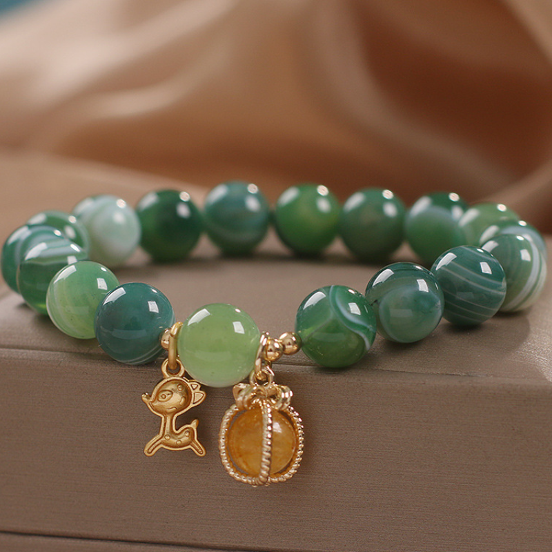 Fawn • Pulsera de ágata verde natural