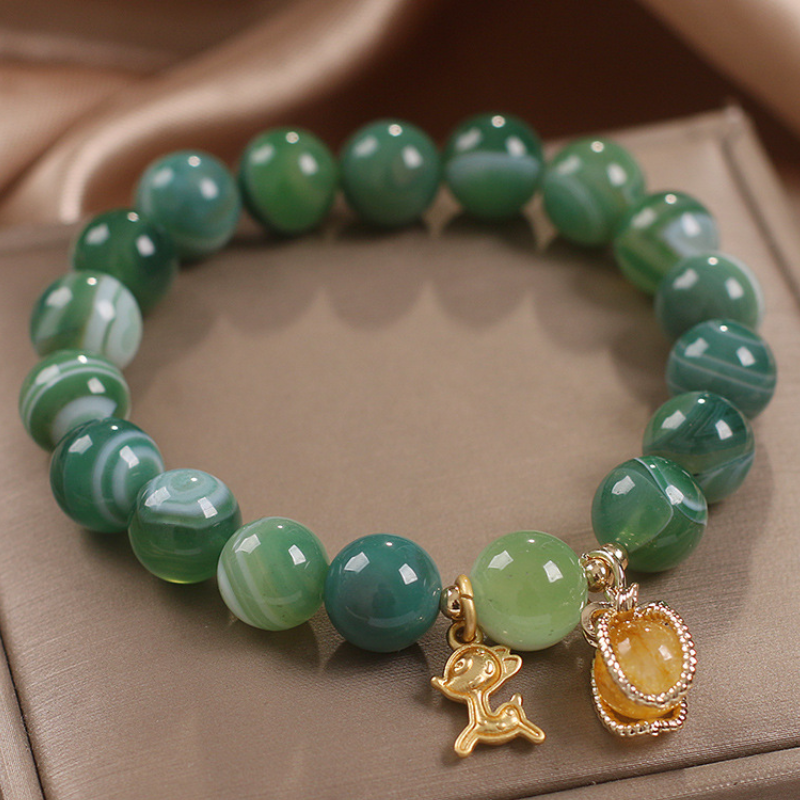 Fawn • Pulsera de ágata verde natural