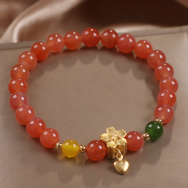 Flores • Pulsera de piedra solar y ágata