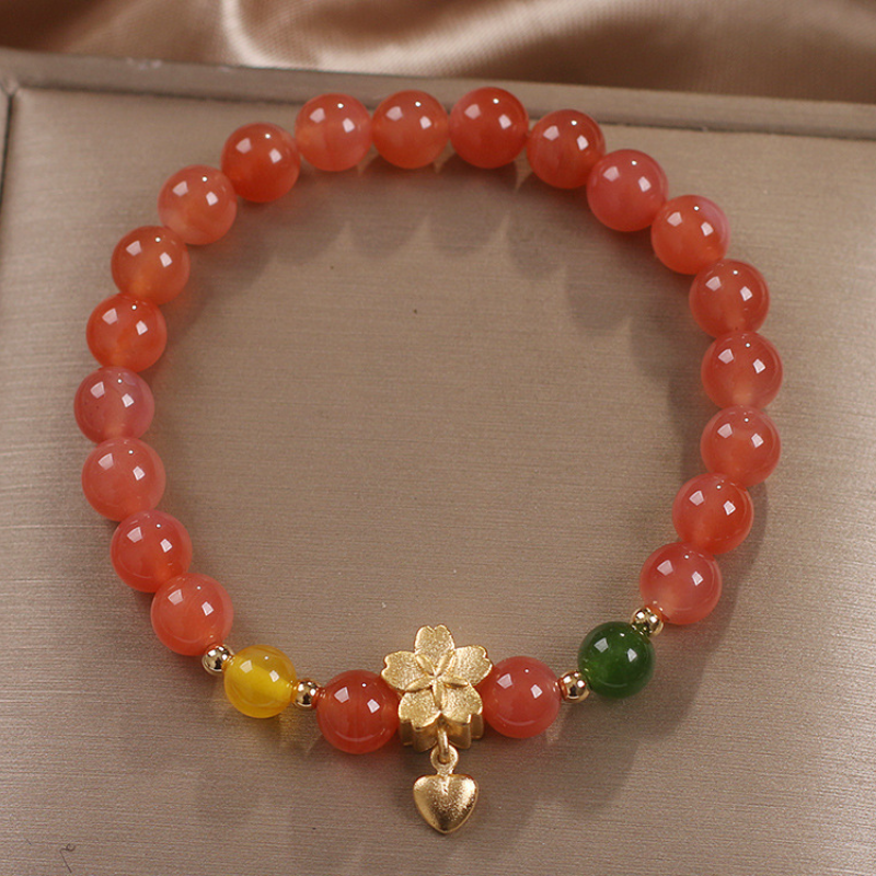 Flores • Pulsera de piedra solar y ágata
