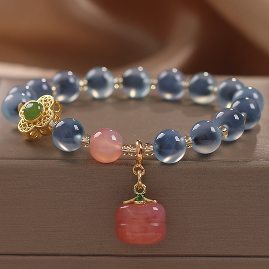 Dark Blue Sugar heart agate Bracelet