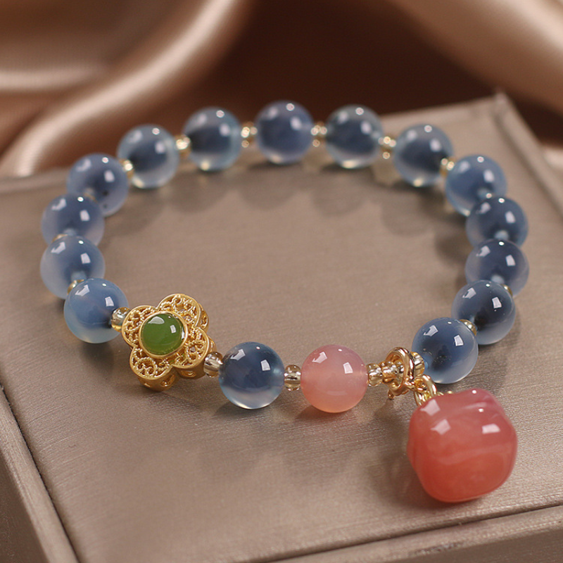 Dark Blue Sugar heart agate Bracelet