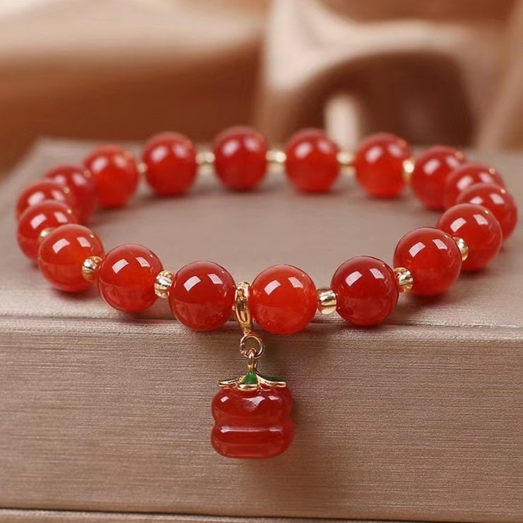 Caqui · Pulsera de Ágata Roja Natural