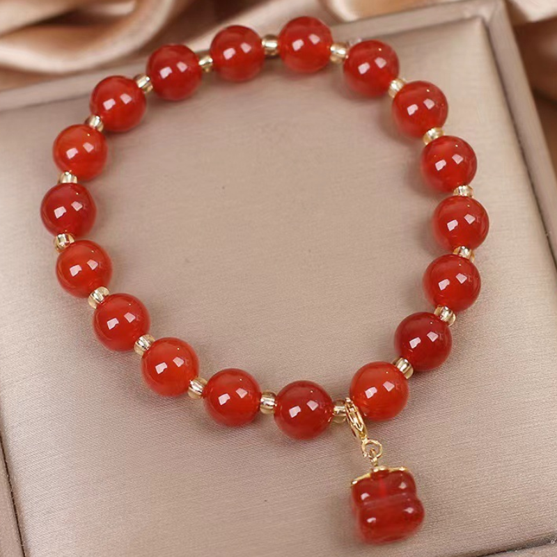 Caqui · Pulsera de Ágata Roja Natural