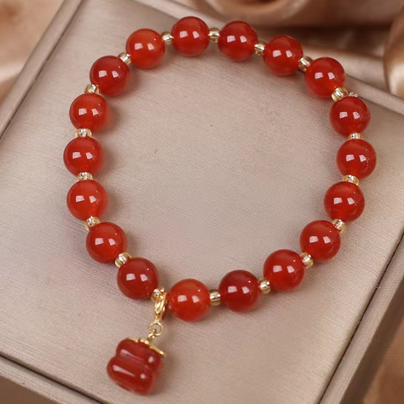 Caqui · Pulsera de Ágata Roja Natural