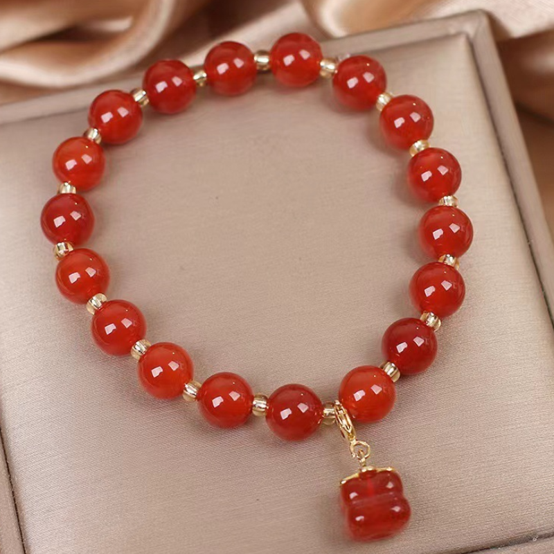 Caqui · Pulsera de Ágata Roja Natural
