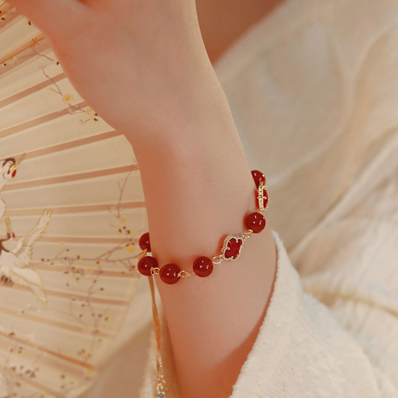 Pulsera de trébol de cuatro hojas de Crisoprasa · Lucky