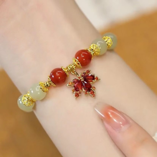 Maple Leaf · Red Agate Bracelet
