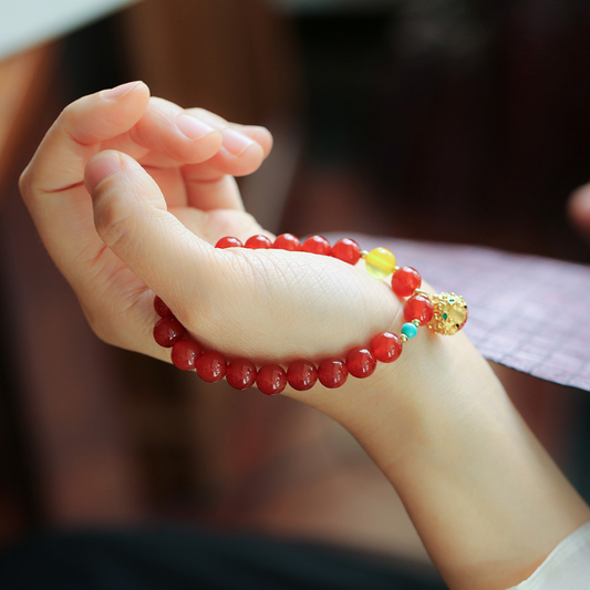 Natural Red Agate Bell Bracelet