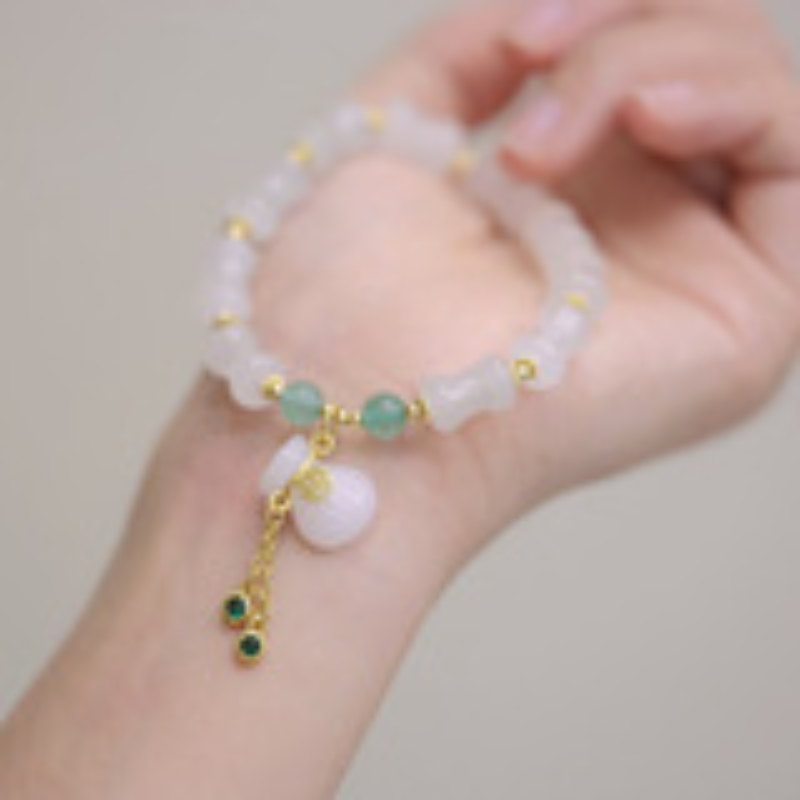 Jade Blanco Natural • Pulsera de Bambú