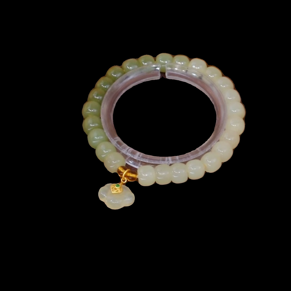 Lucky Lock Natural Emerald Jade Stone Bracelet