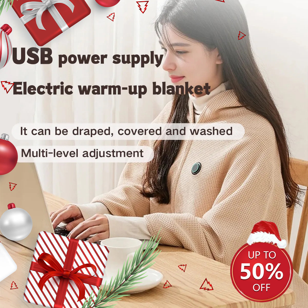 🎅Best Winter Gifts 🔥Favorite Portable Heated Shawl (USB-powered)