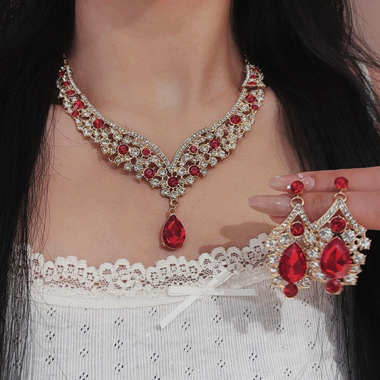 Vintage Natural Crystal Diamond Earring Necklace