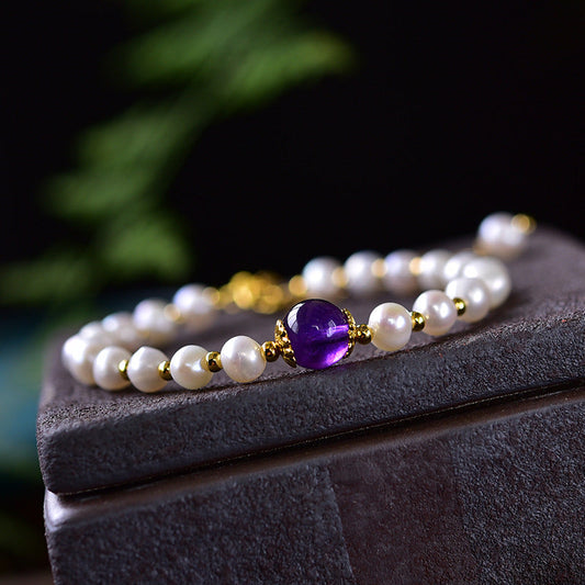 Transfer beads•Amethyst Pearl Bracelet