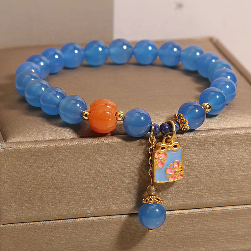 Pulsera de ágata natural calabaza amuleto de la suerte